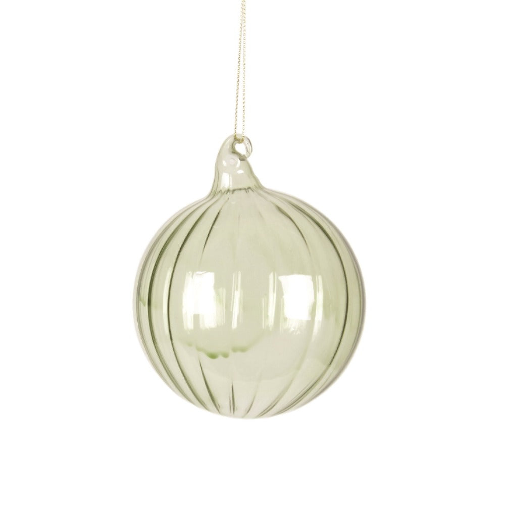 Sage Green Swirl Glass Ball Ornament  | Putti Christmas 