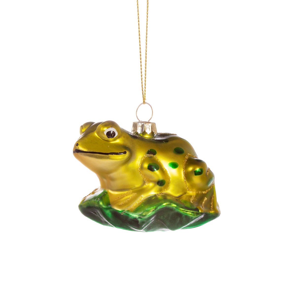 Frog on a Leaf Glass Ornament | Putti Christmas Canada 