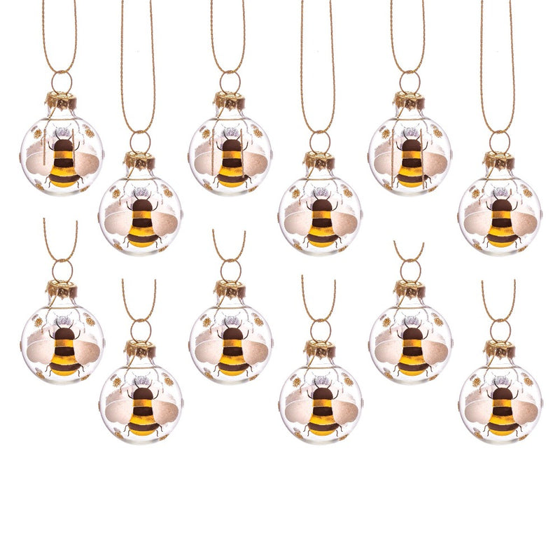 Mini Bee Glass Ornament Set of 12