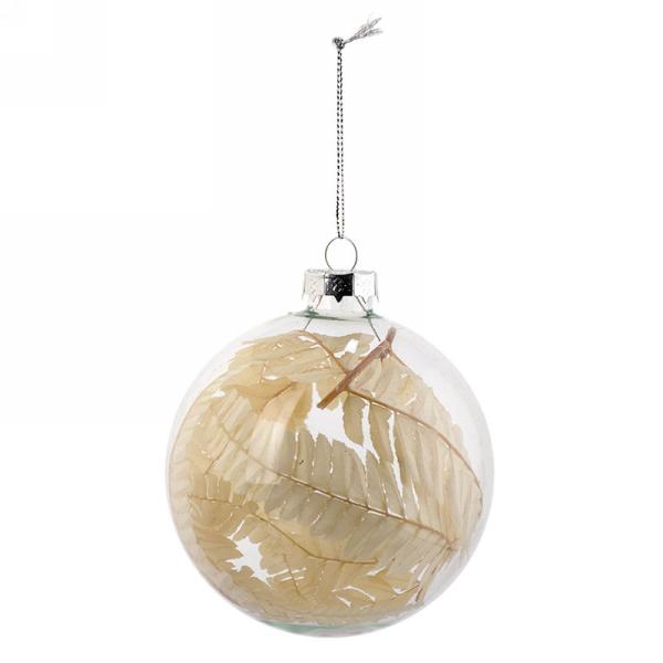 Clear Glass Ball Christmas Ornament with Foliage | Putti Canada