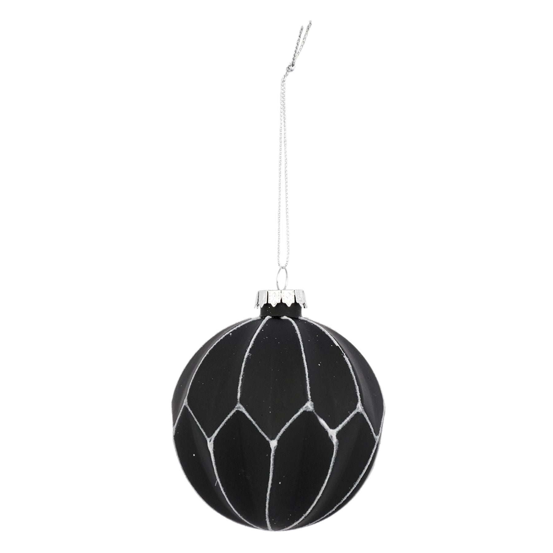 Black with White glitter Glass Ball Ornament