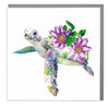 Floral Fantasy Sea Turtle Blank Greeting Card | Putti Fine Furnishings