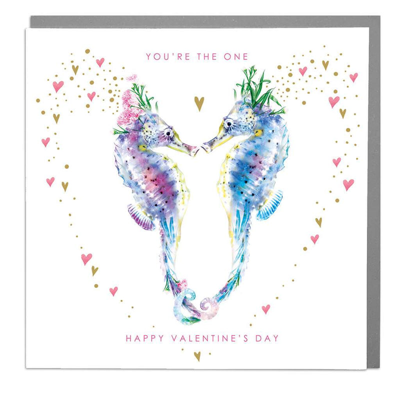 Lola Design Seahorses "You're The One Happy Valentines Day" Greeting Card | Putti 