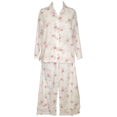 "Katie" Rose Printed Cotton Ladies Pyjamas - Small - Special Order 2 weeks Nightwear - Powell Craft Uk - Putti Fine Furnishings Toronto Canada - 4
