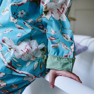 "Blue Blossom" Printed Cotton Ladies Pyjamas