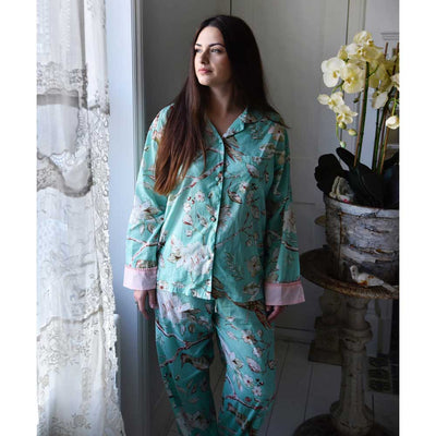 "Mint Blossom" Printed Cotton Ladies Pyjamas | Putti Sleepware Canada