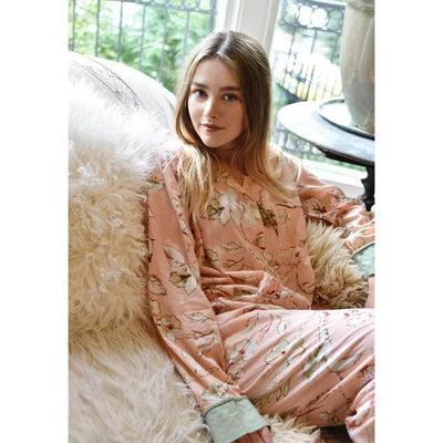 "Peach Blossom" Printed Cotton Ladies Pyjamas | Putti Sleepware Canada