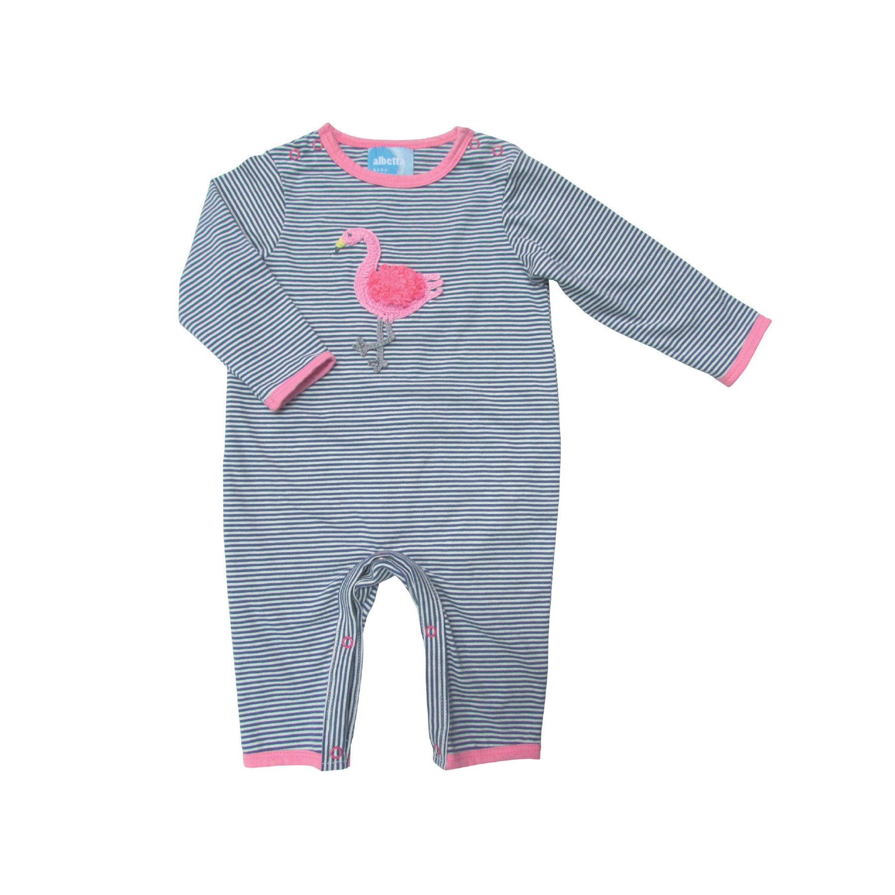  Albetta Crochet Flamingo Babygrow, AUK-Albetta UK, Putti Fine Furnishings