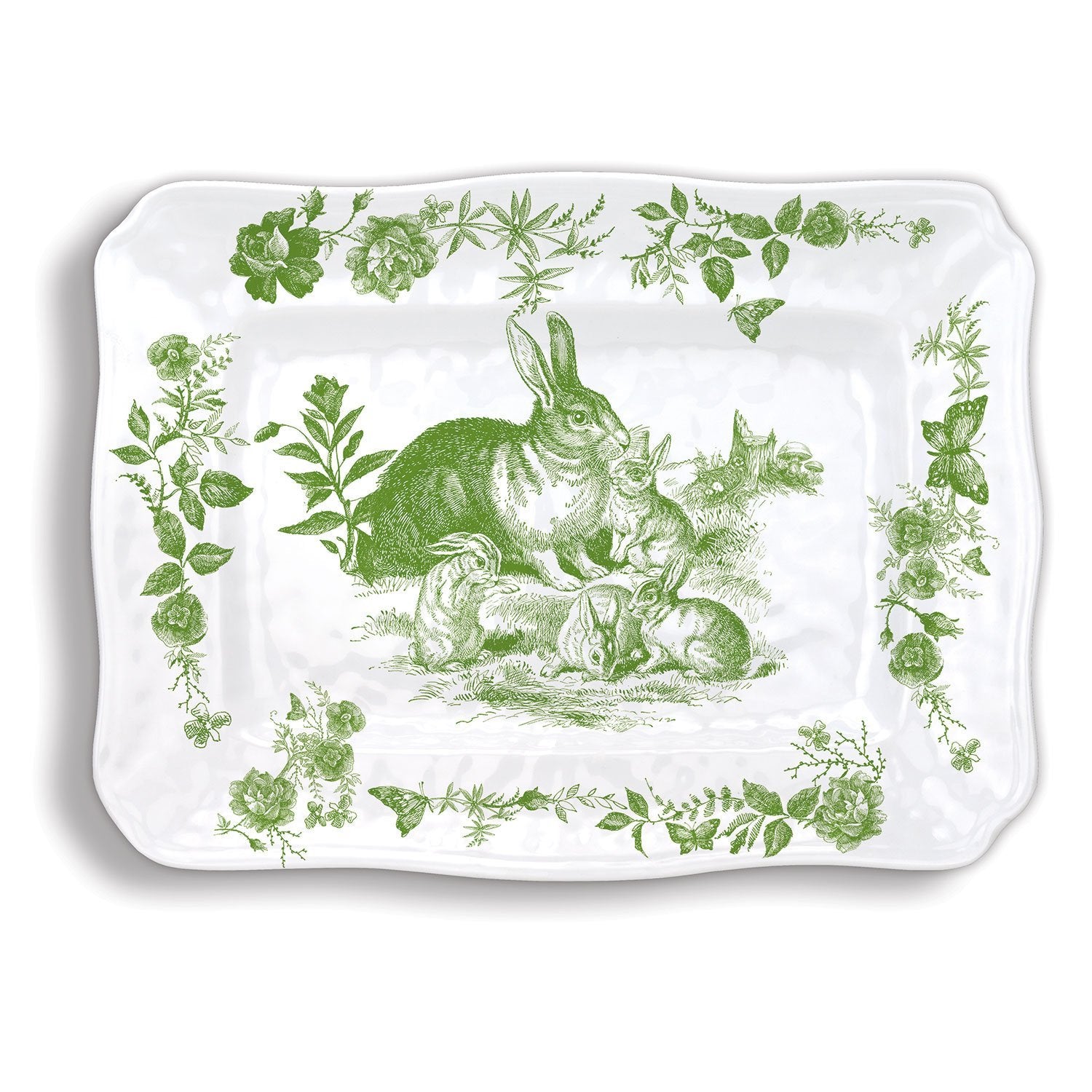 Michel Design Works "Bunny Toile" Large Rectangular Melamine Platter | Putti Fine Furnishings