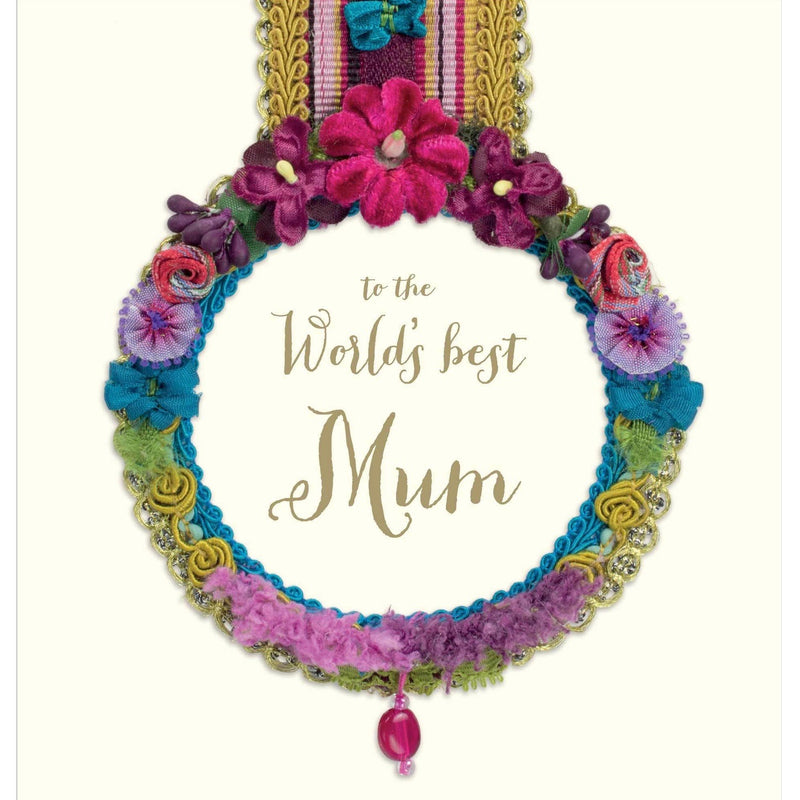 Rococo Ribbon "To the world's best mum" Badge Greeting Card