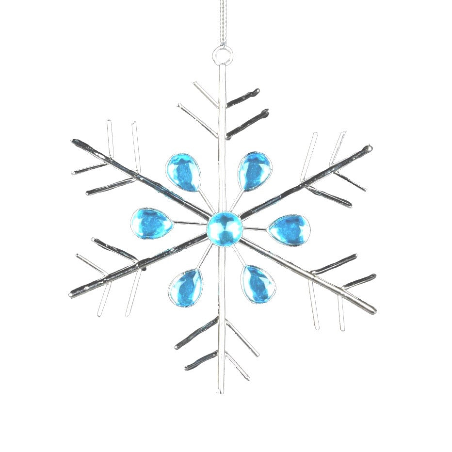 Wire Snowflake with Blue Gems Ornament | Putti Christmas 