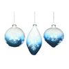 Ombre Aqua Blue Glass Christmas Ornament with Snowflakes | Putti Christmas