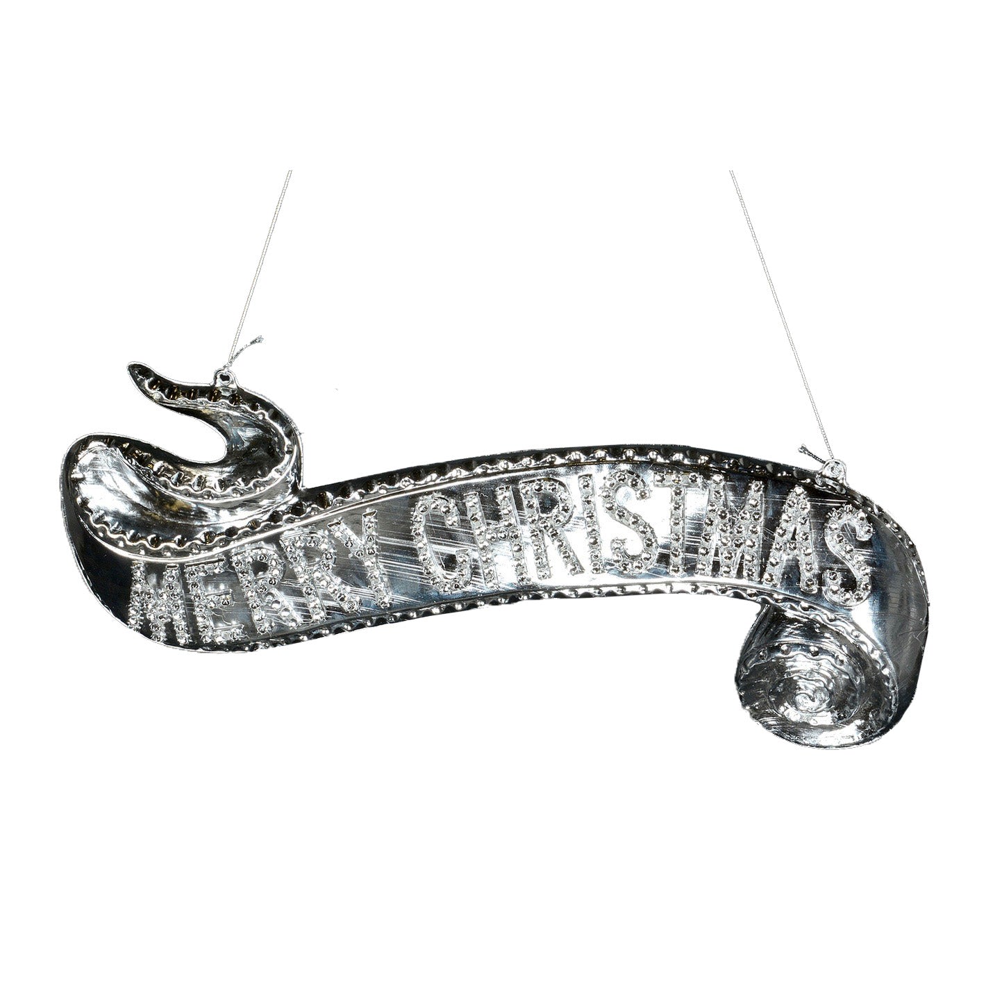 Silver "Merry Christmas" Hanging Banner  | Putti Christmas Canada