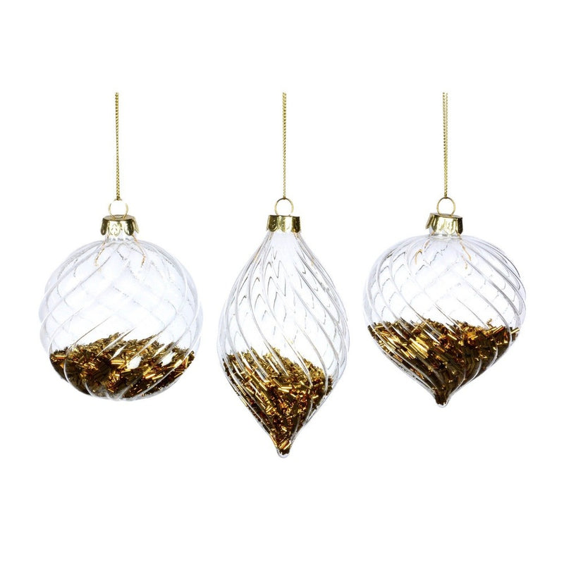 Clear Glass Christmas Ornament with Gold Fill | Putti Christmas Decorations 