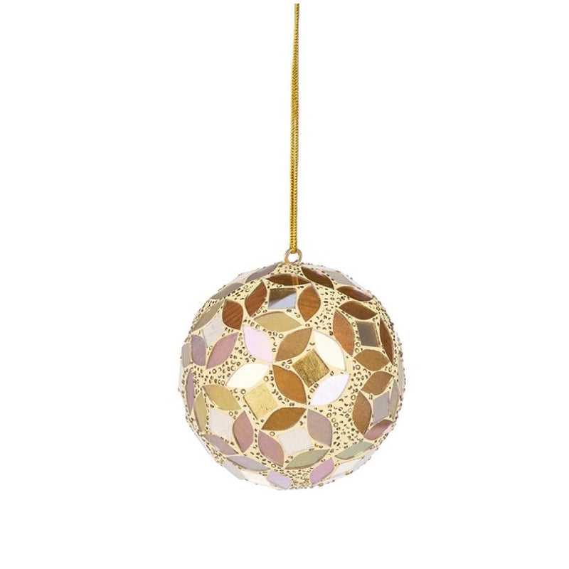 Gold Mosaic Ball Ornaments - Small