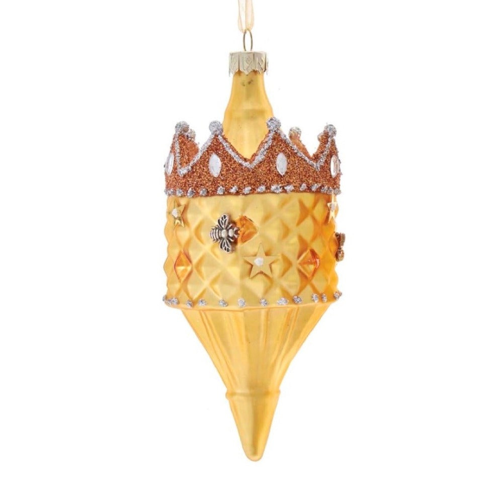 Kurt Adler Bee Finial with Crown Glass Ornament | Putti Canada 