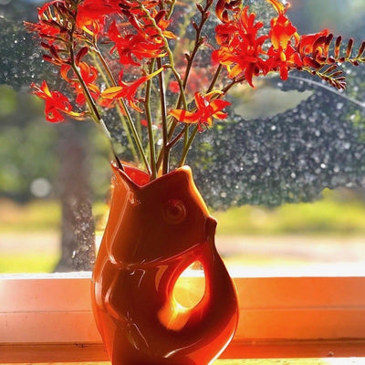 Red GurglePot |Gurgle Pot Fish Pitcher | Putti Fine Furnishings Canada