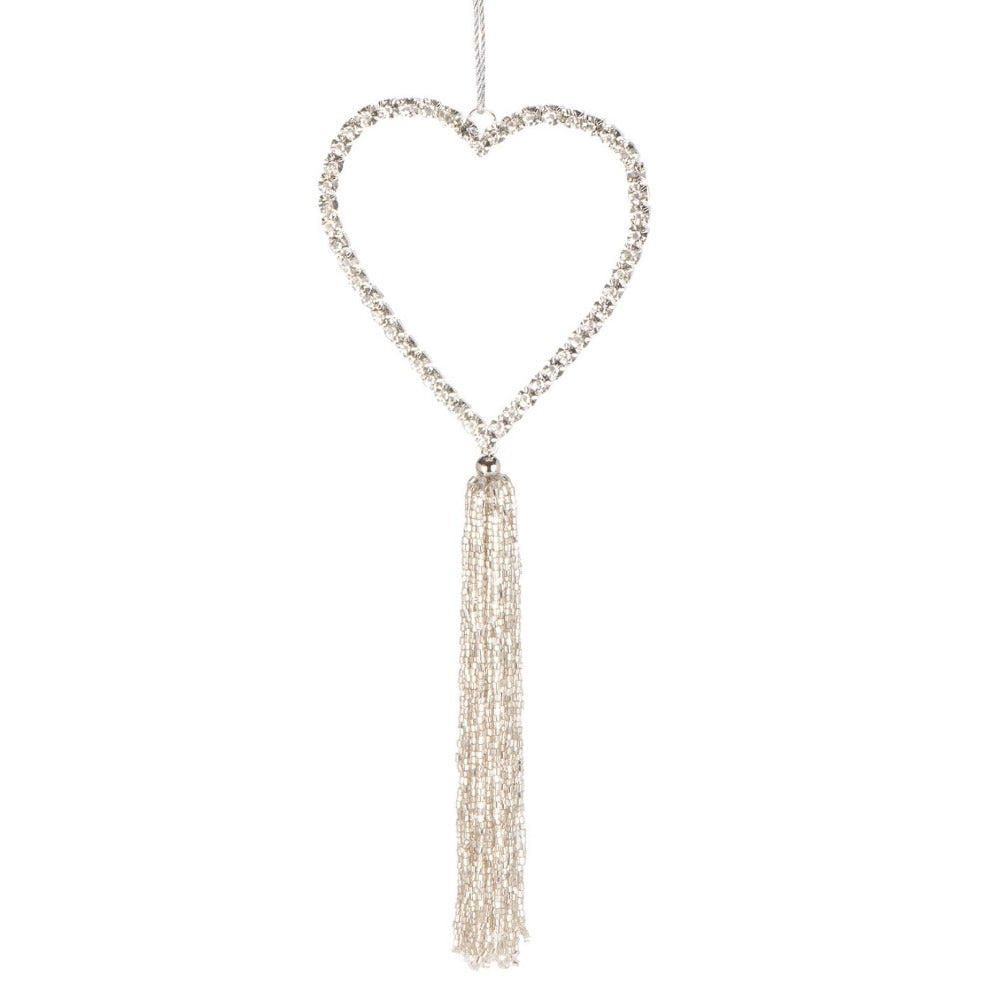 Rhinestone Hanging Heart with Tassel Ornament | Putti Celebrations Canada