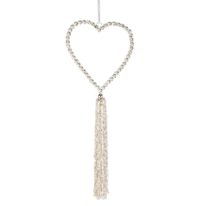 Rhinestone Hanging Heart with Tassel Ornament | Putti Celebrations Canada