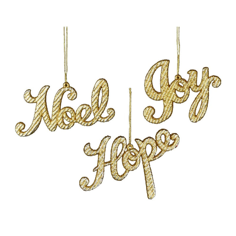 Gold Christmas Words Ornaments | Putti Christmas Celebrations 