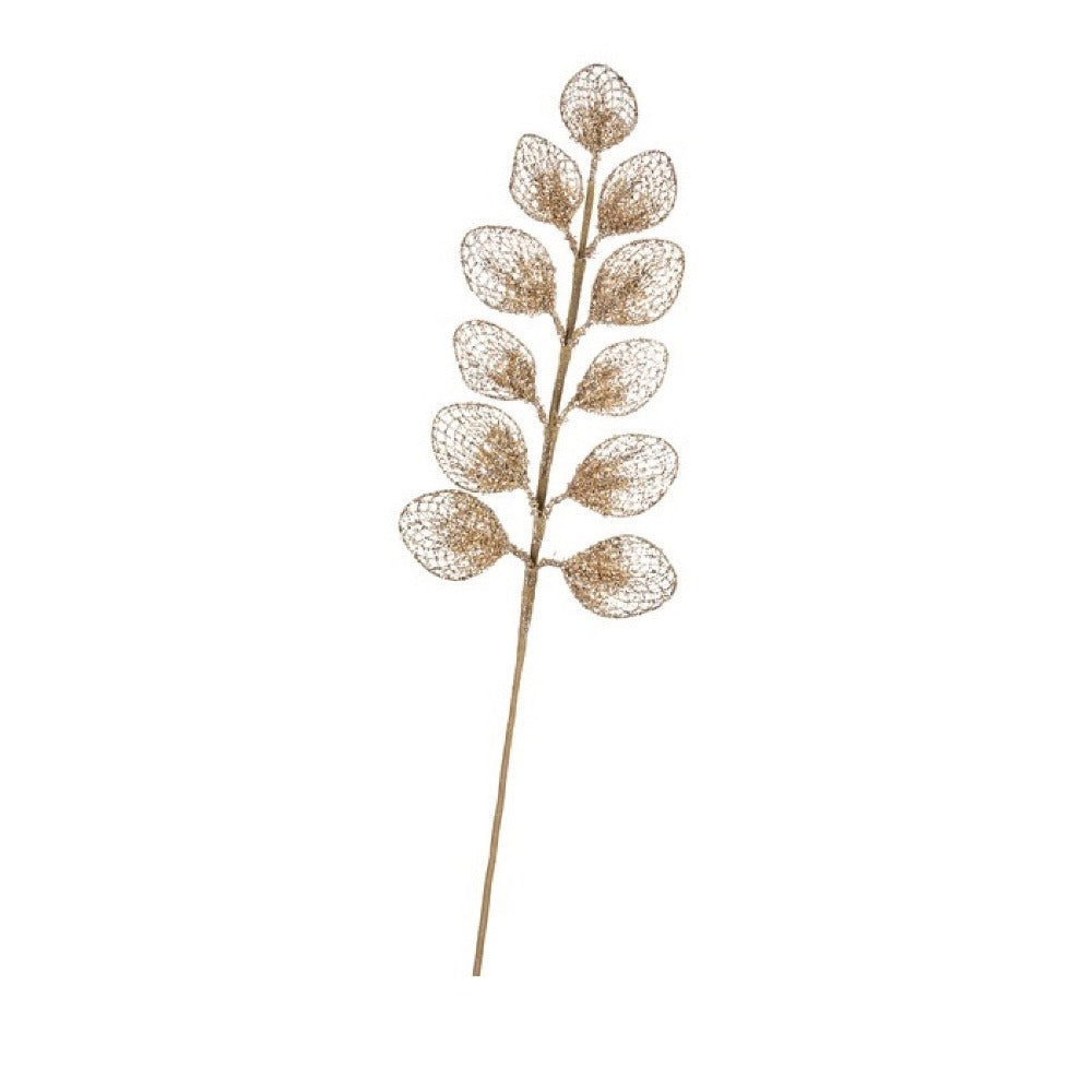 Gold Glittered Leaves Pick