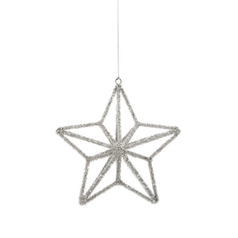Silver Beaded 3D Star Ornament