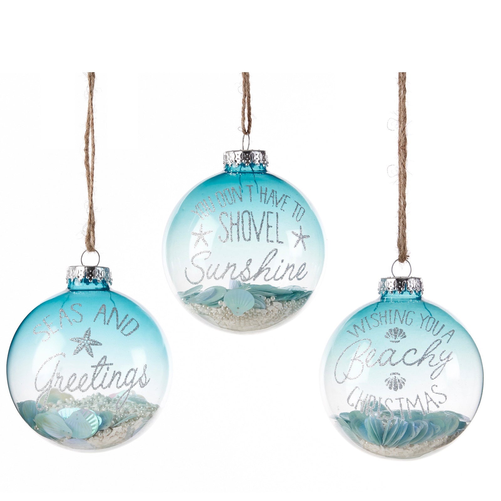 Christmas Beach Glass Ball Ornaments