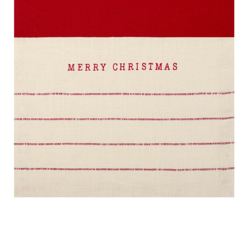 Red Stitched "Merry Christmas" Table Runner | Putti Christmas Canada