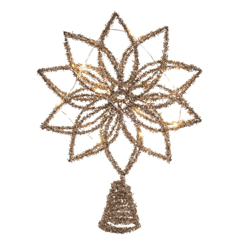 Gold Tinsel LED Tree Topper | Putti Christmas Celebrations