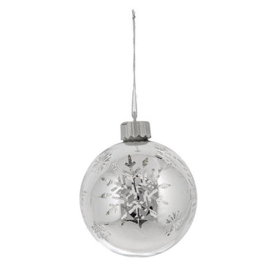 Light Up Snowflake Glass Ball Ornaments | Putti Christmas