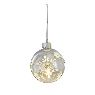 Light Up Snowflake Glass Ball Ornaments | Putti Christmas