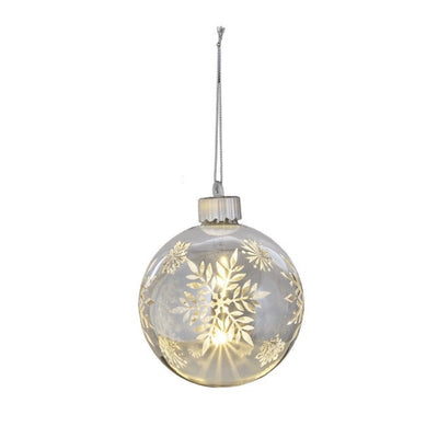 Light Up Snowflake Glass Ball Ornaments | Putti Christmas