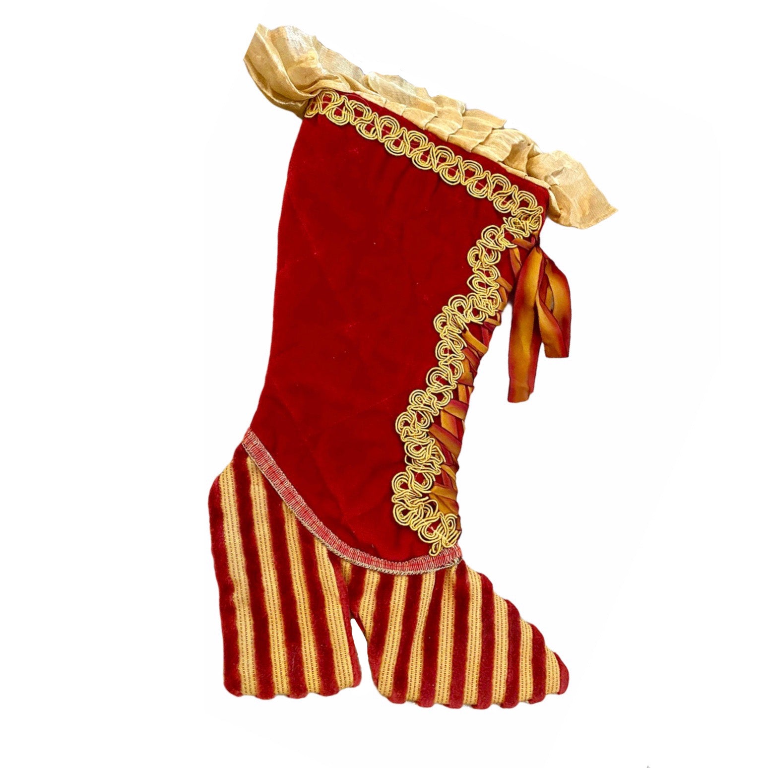 Red Velvet Christmas Stocking with Stripe Velvet