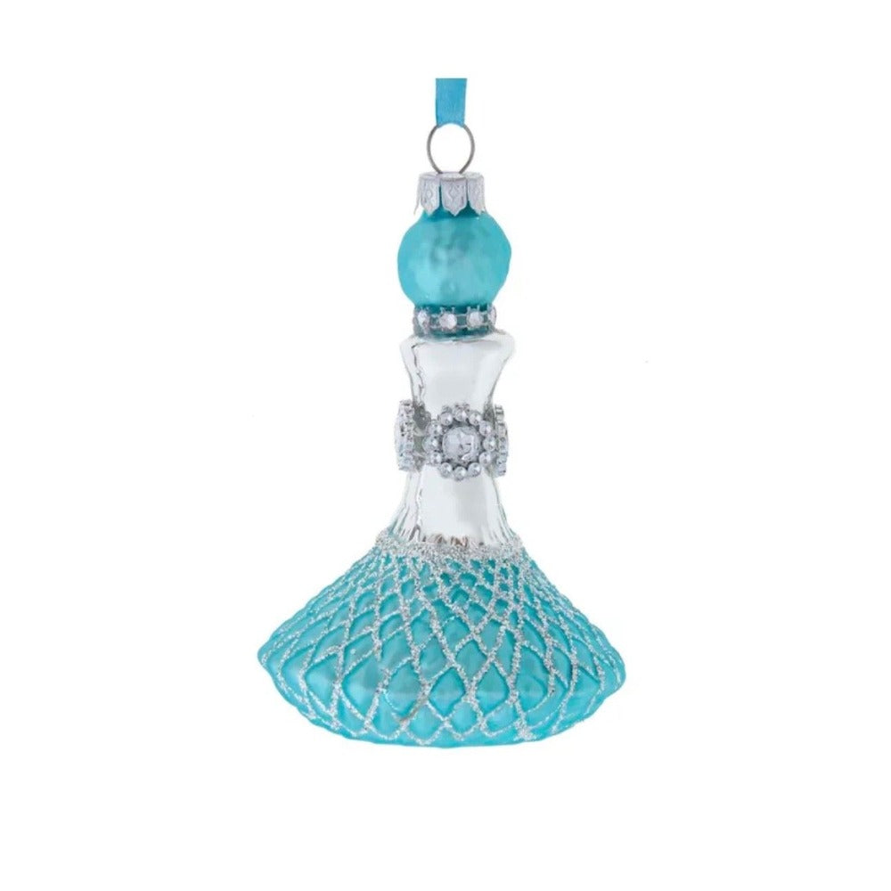 Kurt Adler Tiffany Blue Glass Perfume Bottle