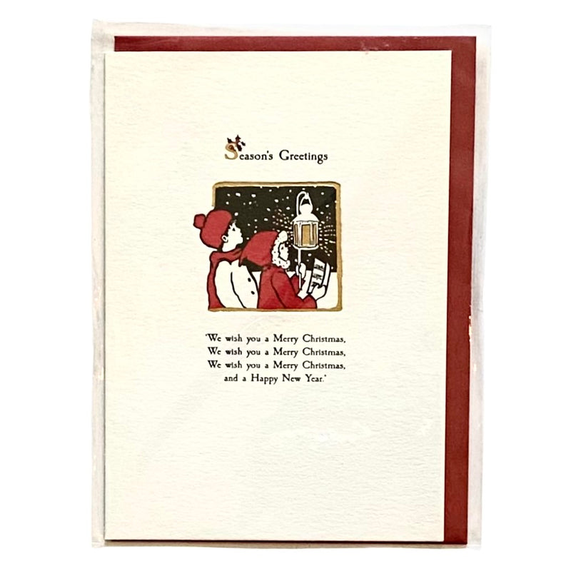 The Art File "Season's Greetings" Block Printed Greeting Card | Putti Christmas 