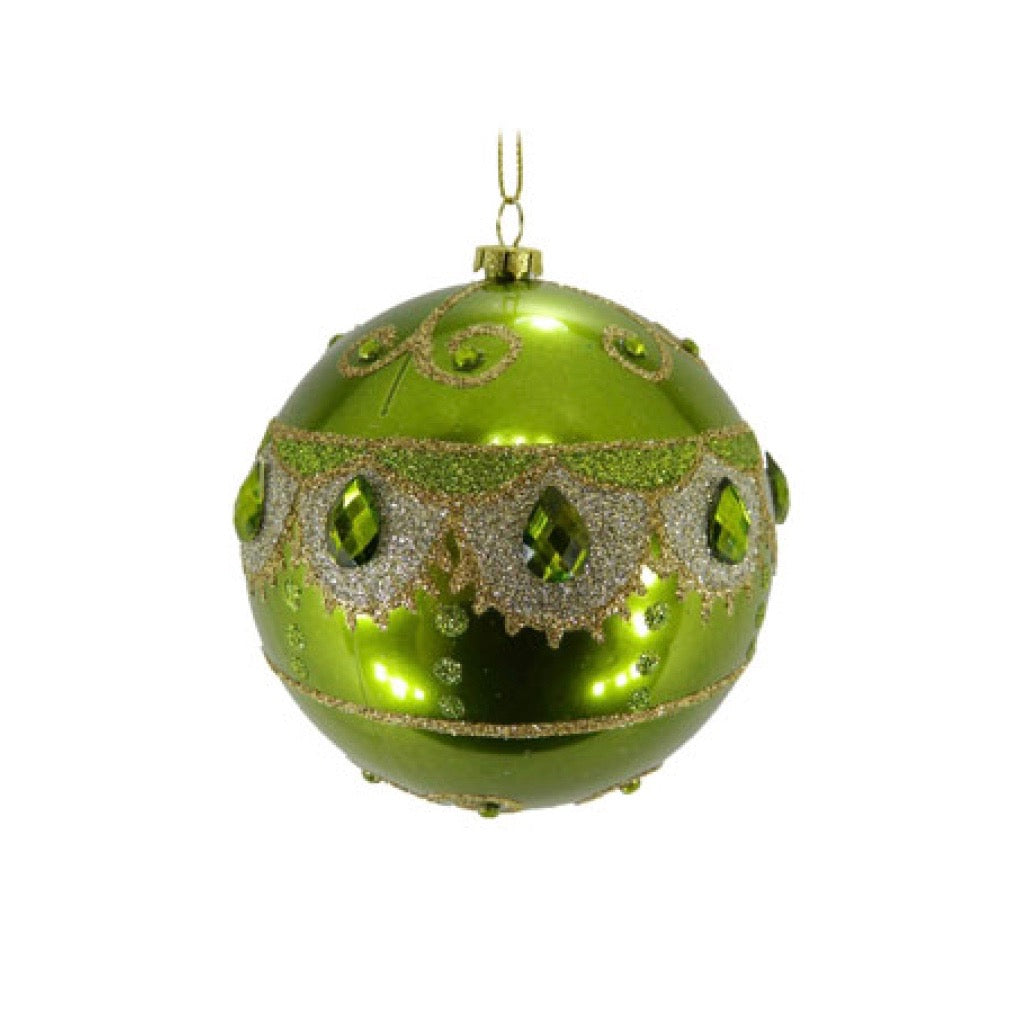 Shatterproof Jewelled Chartreuse Ball Ornament | Putti Celebrations 