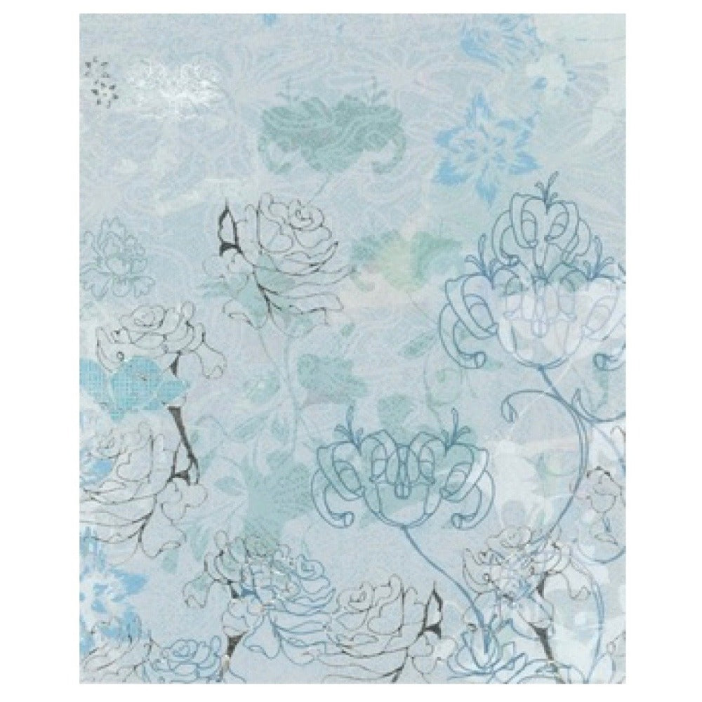 Blue and Silver Abstract Flowers Greeting Card