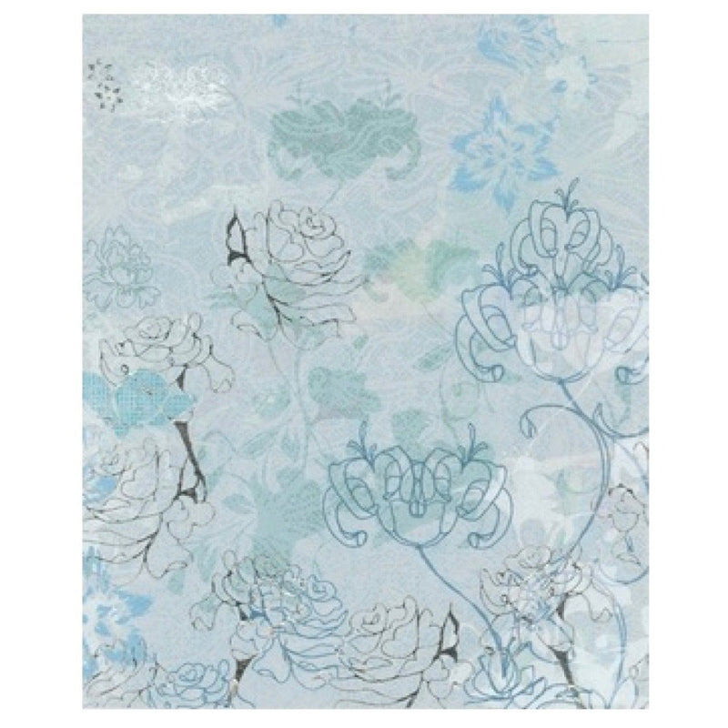 Blue and Silver Abstract Flowers Greeting Card