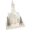 White and Silver Glittered Cardboard Church with LED