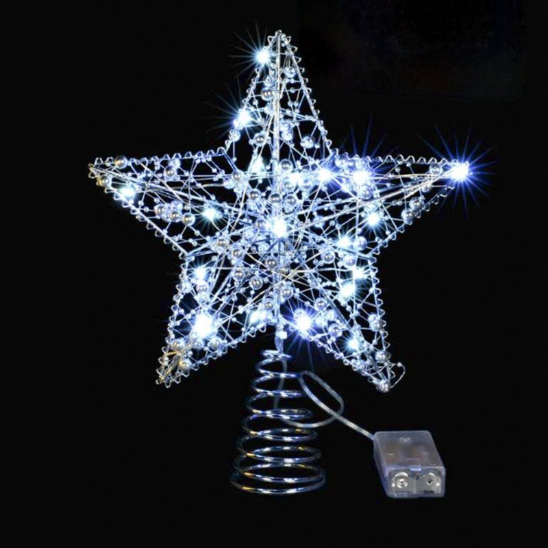 Silver Star Christmas Tree Topper with LED Light