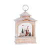 Santa Scene Snow Globe Lantern with Light - White Wash