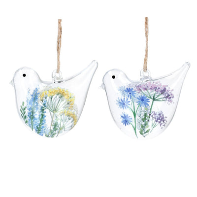 Spring Meadow Glass Bird Ornament