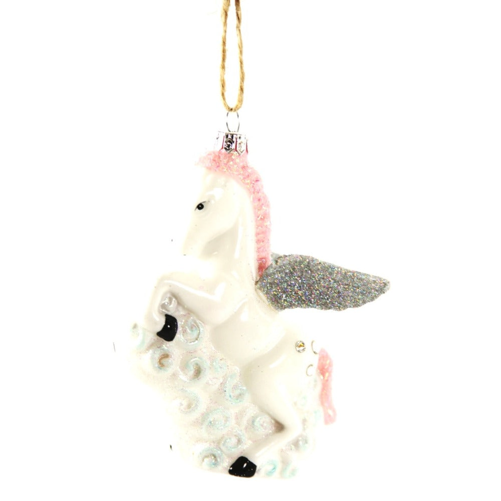 Cody Foster Pink Jewelled Pegasus Glass Ornament