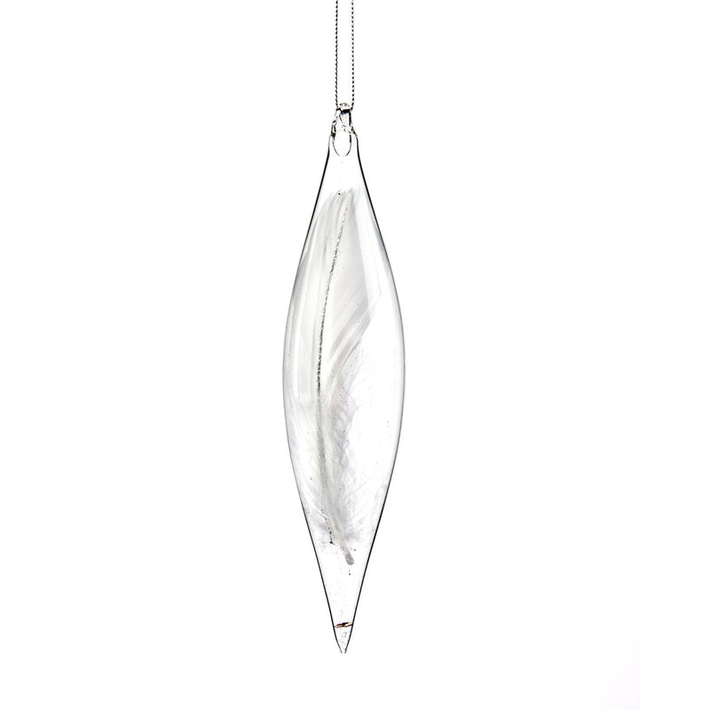 Glass Finial Feather Ornament