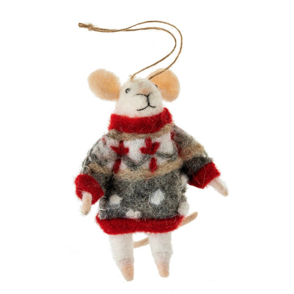 "Nordic Noah" Felted Mouse Ornament | Putti Celebrations 