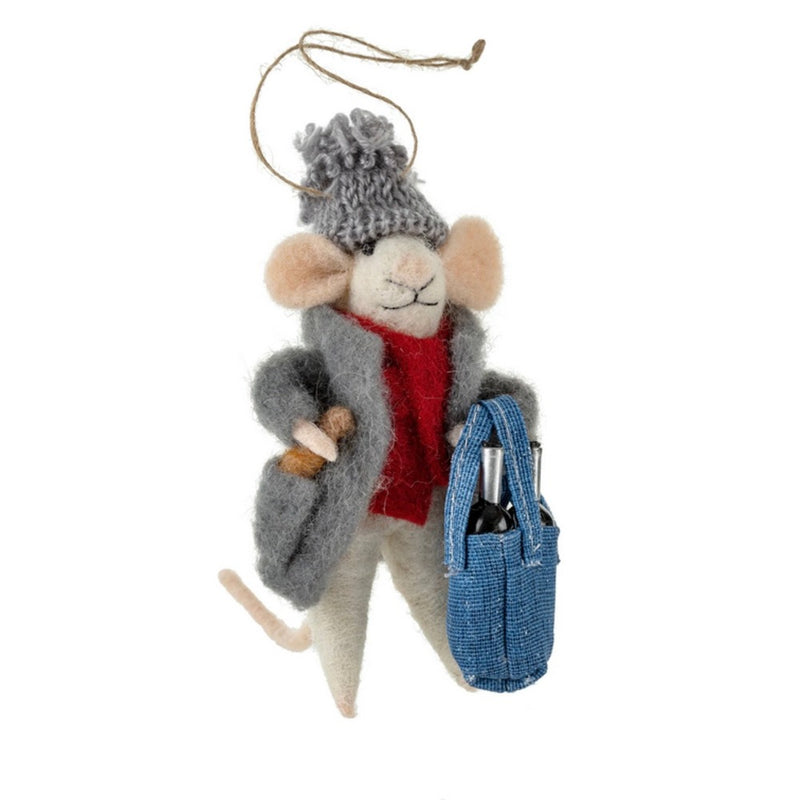 "Dinner Guest" Felted Mouse Ornament