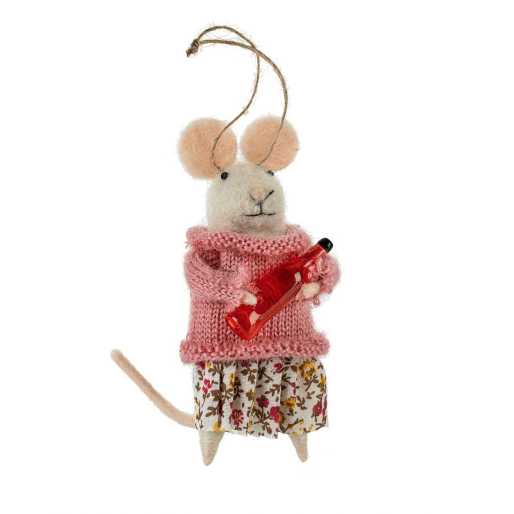 "Countryside Carla" Felted Mouse Ornament