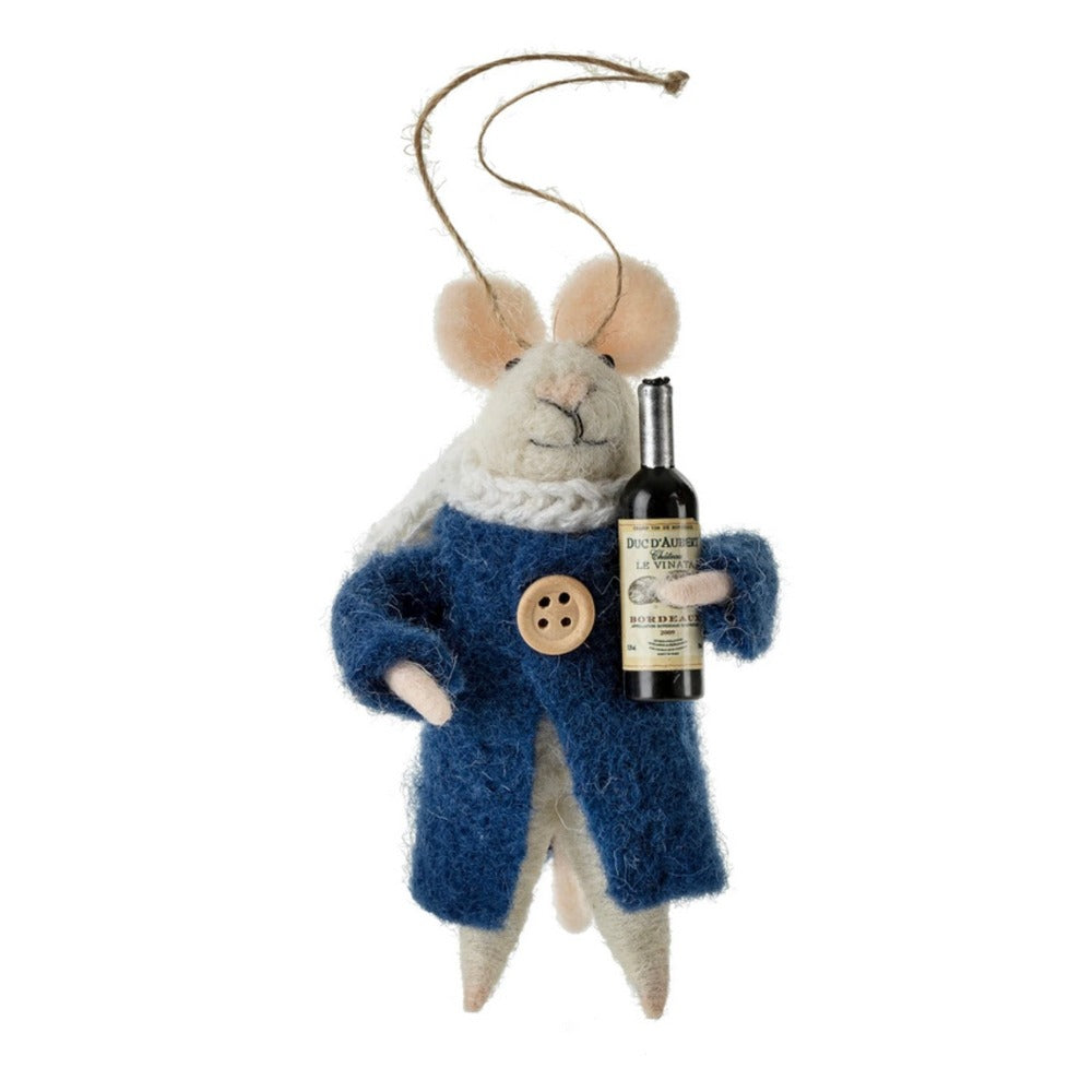 "Winter Wine" Felted Mouse Ornament