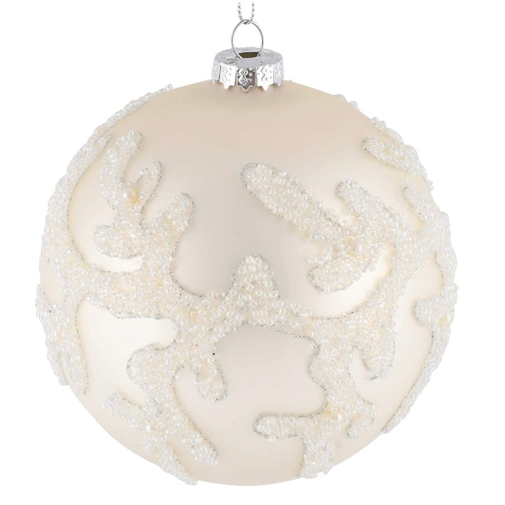 Cream Coral Glass Ball Ornament