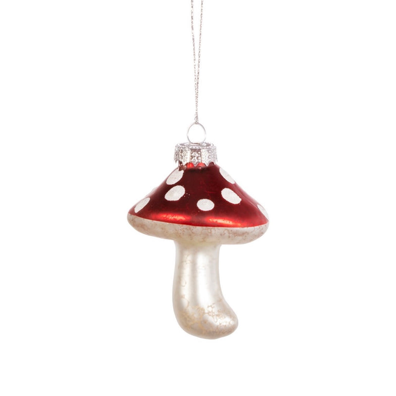 Red Toadstool Glass Ornament